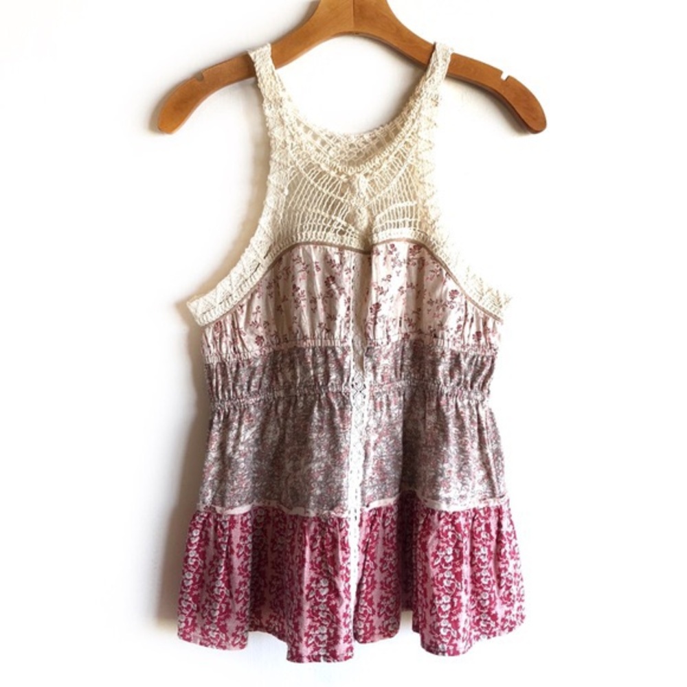Free People Tiered Tank with Mixed Print